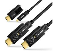 DTECH Câble HDMI à fibre optique de 8 m 4K 60 Hz YUV 444 18 Gbit/s haute vitesse Ultra HD avec double micro HDMI et connecteur HDMI standard (25 pieds, noir)
