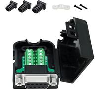 DTech DB9 Connecteur de dérivation femelle RS232 Adaptateur série sans solderless avec bloc de raccordement, boîtier, écrous et tuyaux d'échappement (DB9 femelle + écrous)