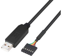DTech FTDI Câble adaptateur USB vers TTL série 3,3 V 6 broches 0,1" Pitch tête femelle UART IC FT232RL Puce Windows 10 8 7 Linux (1 m, noir)