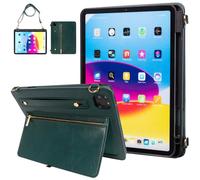 Dteck Étuis pour iPad Pro 12.9" 6e/5e/4e/3e génération 2022/2021/2020/2018, coque arrière en cuir synthétique de qualité supérieure résistant aux chocs avec sangle de poche zippée, sangle arrière en