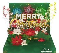 DTESL Carte de Noël, musique et lumière - Carte de Noël pop-up avec feux d'artifice pour la famille, les amis, les enfants et les partenaires, le meilleur choix pour les cadeaux de Noël - Nous vous