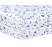 DTEX HOMES Drap-housse en polycoton respirant super doux pour lit bébé 60 x 120 cm (cœurs)