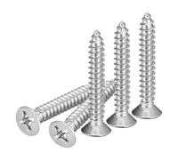 DTGN 100Pcs #12x1-1/2" Vis À Tête Plate Pour Bois, Vis Auto-Taraudeuse Phillips En Acier Inoxydable 304 - Idéal Pour Le Travail Du Bois, Meubles - Argent