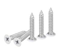 DTGN 100Pcs Vis À Bois À Tête Plate #8x1", Vis Auto-Taraudeuses En Acier Inoxydable 304 Blanc Phillips - Idéales Pour Le Travail Du Bois, Meubles - Blanc