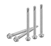 DTGN #12x2-1/2" Vis Autoforeuses À Tête Hexagonale Avec Rondelle - Lot De 50 - Idéales Pour Machine - Acier Inoxydable 410 - Vis Auto-Taraudeuses Pour Tôle Métallique