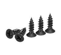 DTGN 200Pcs Vis À Tête Plate M3.5x12mm, Vis Auto-Taraudeuses Phillips En Acier Carbone - Idéales Pour Le Travail Du Bois, Meubles - Noir
