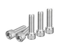 DTGN 3/8-16X1-1/4" (Dxh) Vis À Tête Cylindrique À Six Pans Creux - Lot De 10 - Idéal Pour Les Fixations De Meubles - Filetage Complet - Acier Inoxydable 304 - Tête Ronde, Argent