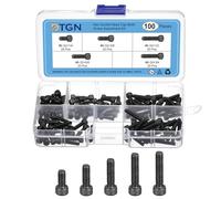 DTGN #6-32 X 1/4", 3/8", 1/2", 5/8", 3/4" (Dxh) Assortiment De Vis À Tête Cylindrique À Six Pans Creux, 100Pcs, Idéal Pour Les Fixations De Meubles, Vis En Acier Au Carbone, Noir