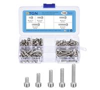 DTGN #8-32X1/4", 3/8", 1/2", 5/8", 3/4"(Dxh) Assortiment De Vis À Tête Cylindrique À Six Pans Creux, 100Pcs, Idéal Pour Les Fixations De Meubles, Vis En Acier Inoxydable 304, Argenté