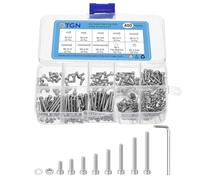 DTGN Assortiment de 480 Vis Métriques Kit de Boulons et Écrous M2.5 | Vis à Tête Cylindrique Hexagonale M2.5X4/6/8/10/12/16/20/25mm avec Rondelle et n Acier Inoxydable 304