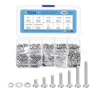 DTGN Assortiment de 560 écrous et boulons, vis à métaux à tête cylindrique Phillips M2.5, en acier inoxydable 304 avec rondelles