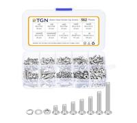 DTGN Assortiment de 562 vis à tête cylindrique M3-0,5 x 4/6/8/10/12/16/20 mm en acier inoxydable 304 - Idéal pour vélo de route, VTT, voiture