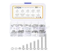 DTGN Assortiment de 565 vis à tête cylindrique M2-0,4 x 4/6/8/10/12/16/20 mm en acier inoxydable 304 - Idéal pour vélo de route, VTT, voiture