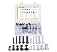 DTGN Lot de 104 vis à tête cylindrique M4 M5 M6 M8 en acier inoxydable 304 - Assortiment d'écrous et écrous de boulons en acier au carbone - Idéal pour vélo de route, VTT, voiture