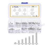 DTGN Lot de 230 vis à tête cylindrique M2-0,4 x 4/6/8/10/12/16 mm en acier inoxydable 304 - Idéal pour vélo de route, VTT, voiture