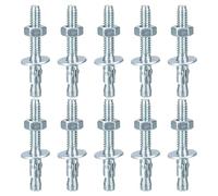 DTGN Lot de 25 ancrages de cale de 6,35 mm x 5,1 cm - Idéal pour les murs en ciment et en béton - Acier au carbone plaqué zinc Vis boulon écrou Expansion Tube d'expansion
