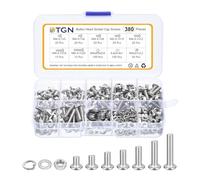 DTGN Lot de 380 vis à tête cylindrique M4-0,7 x 5/6/8/10/12/16/20 mm en acier inoxydable 304 - Idéal pour vélo de route, VTT, voiture