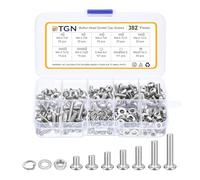 DTGN Lot de 382 vis à tête cylindrique M4-0,7 x 5/6/8/10/12/16/20 mm en acier inoxydable 304 - Idéal pour vélo de route, VTT, voiture