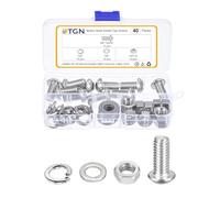 DTGN Lot de 40 vis à tête cylindrique 3/8-16 x 3/4 en acier inoxydable 304 - Kit d'assortiment de rondelles - Idéal pour vélo de route, VTT, voiture