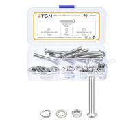 DTGN Lot de 40 vis à tête cylindrique à tête cylindrique 1/4-20 x 1-3/4 - En acier inoxydable 304 - Assortiment de rondelles - Idéal pour vélo de route, VTT, voiture