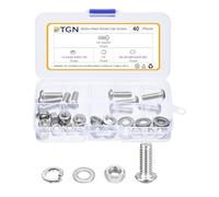 DTGN Lot de 40 vis à tête cylindrique à tête cylindrique 1/4-20 x 3/4 en acier inoxydable 304 - Kit de rondelles - Idéal pour vélo de route, VTT, voiture