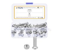 DTGN Lot de 40 vis à tête cylindrique à tête cylindrique 1/4-20 x 7/8 en acier inoxydable 304 - Kit d'assortiment de rondelles - Idéal pour vélo de route, VTT, voiture