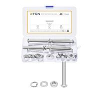 DTGN Lot de 40 vis à tête cylindrique à tête cylindrique 3/8-16 x 2-1/2 en acier inoxydable 304 - Kit d'assortiment de rondelles - Idéal pour vélo de route, VTT, voiture