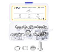 DTGN Lot de 40 vis à tête cylindrique à tête cylindrique 5/16-18 x 5/8 en acier inoxydable 304 - Kit d'assortiment de rondelles - Idéal pour vélo de route, VTT, voiture