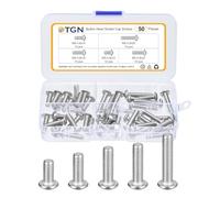 DTGN Lot de 50 vis à tête cylindrique M5-0,8 x 10/14/18/20/25 mm en acier inoxydable 304 - Idéal pour vélo de route, VTT, voiture