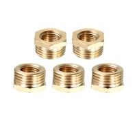 DTGN Raccord de Tuyau en Laiton 1/2 Bsp Mâle x 1/4 Pt Femelle - Lot de 5 - Idéal pour la Connexion de Tuyaux - Adaptateur Réducteur en Laiton - Ton Doré