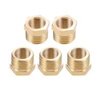 DTGN Raccord de Tuyau en Laiton Mâle G1/4 x Femelle G1/8 - Lot de 5 - Idéal pour la Connexion de Tuyaux - Adaptateur Réducteur en Laiton - Ton Doré