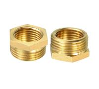 DTGN Raccord de Tuyau en Laiton Mâle G3/4 x Femelle G1/2 - Lot de 2 - Idéal pour la Connexion de Tuyaux - Adaptateur Réducteur en Laiton - Ton Doré