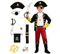 Dtiaagto Déguisement de Pirate pour Tout-Petits, Déguisement pour Garçons et Filles avec Chapeau de Pirate et Housses de Chaussures 3-4 ans