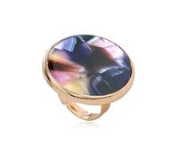 Dtja Bague ronde en forme de écaille de tortue pour femme - Réglable - En acrylique texturé - Motif léopard - Confortable - Rétro - Anniversaire - Vacances - Y2K - Bijoux de fête
