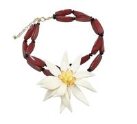 Dtja Collier ras du cou avec pendentif en forme de grande fleur en bambou pour femme - Chaîne unique à fleurs blanches - Réglable - Déclaration créative tropicale - Bijoux de vacances - Rouge