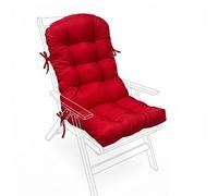DTLEO Coussin Fauteuil Dossier Haut Imperméable, Matelas de Chaise Extérieur Résistant aux UV et Lavable, Galette de Jardin avec Attaches de Fixation pour Relax,Bright Red,120 * 50cm