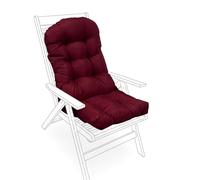 DTLEO Coussin Fauteuil Dossier Haut Imperméable, Matelas de Chaise Extérieur Résistant aux UV et Lavable, Galette de Jardin avec Attaches de Fixation pour Relax,Burgundy,110 * 50cm