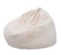 DTLEO Pouf Classique en Fausse Fourrure, Poufs de Salon Intérieur et extérieur, Salon, Balcon, Jardin, Sac de Haricots (sans Remplissage),Blanc