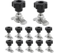 DTLLCZP Pack de 12 Ferrures de Rechange Rail D'arrimage Single D'extrémité Airline - Raccords à vis Embout M8x40, 500 daN, Poignée/Boutons en Etoile - Acier Galvanisé, Rail Compagnie aérienne