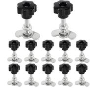 DTLLCZP Pack de 12 Ferrures de Rechange Rail D'arrimage Single D'extrémité Airline - Raccords à vis Embout M8x60, 500 daN, Poignée/Boutons en Etoile - Acier Galvanisé, Rail Compagnie aérienne