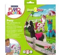 Staedtler – Kit Fimo Kids Form&Play Les poneys – 4 pains 42 g, outil et décor