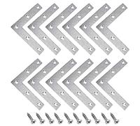 Dtoterul Equerre Metal Plate 15 Pièces Acier Inoxydable Droit Angle de Fixation Forme L en Angle Acier Inoxydable Plats Droits Support Acier Inoxydable Connecteur D'angle Plaque Perforée, 80 * 80MM