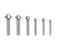 Dtoterul Foret à Fraiser 6 Pièces Fraise Metal Fraisoir Bois HSS Fraise à Chanfreiner 90 Degrés Fraise à Chanfreiner Metaux Chanfreiner Outil pour DIY Home et General Construction