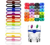 Dtoterul Marqueurs de Verre à Vin en Silicone 36 Pièces BièRe Marqueurs Partie Marker Coupe Silicone éTiquettes Marqueur de Verre à Vin en Silicone pour Verre Bouteilles Cocktail Champagne