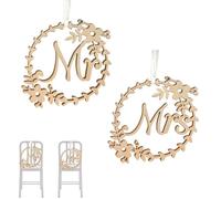 Dtoterul Mr Mrs Chair Decor Sign Panneau en Bois 2 Pièces Monsieur et Madame Chaise de Mariage Décoratif Signe de Mariage Bride and Groom Wedding Chair Signs Mr and Mrs Chair