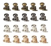 Dtoterul Rivets pour Cuir 100 Pièces Bouton Vis Rivets pour Cuir en Alliage de Zinc de 6mm Double Casquette Rivet Clous Bouton de Col à Vis Bouton Rond Anneau de Rivet pour Cuir Ceinture, 4 Couleurs