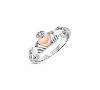 DTPsilver® Bague Claddagh en Argent Fin 925 - Amour, Loyauté et Amitié - Cœur Plaqué Or Rose avec Nœud Celtique