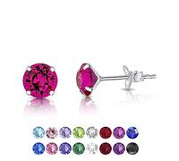 DTPsilver - Boucle d'Oreille Femme - Swarovski Femme - Clou Oreille Argent Femme - Boucle Oreille Femme Rose - Boucle doreille Rouge - Boucles doreilles Femme Rose - Cristal Swarovski - Fuchsia