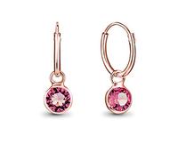 DTPsilver® Boucles d'oreilles PETITES Créoles en Argent Fin 925 Plaqué Or Rose avec Cristaux de Swarovski® Elements Ronds - Épaisseur 1.2 mm - Diamètre 12 mm - Choix de différentes couleurs