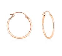 DTPsilver - Boucles d'oreilles Petites/Moyennes/Grandes Créoles à bords Carrés - Fermoir Cliquet à bascule - Argent Fin 925 Plaqué Or Rose - Épaisseur 2 mm - Diamètres : 30 mm